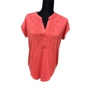 NWOT Embroidered Coral Women's Top Size S